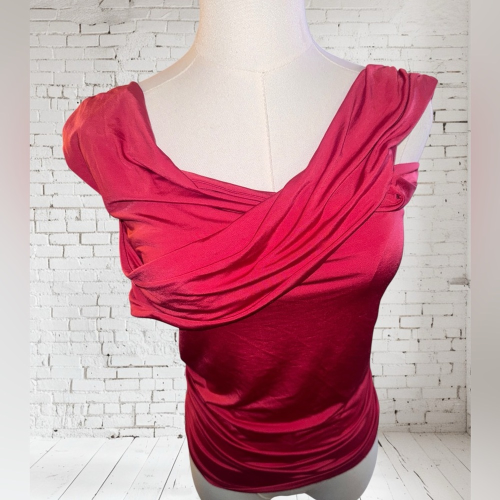 Topshop Bardot Wrap Top Red 8–10 NWT Off Shoulder Wrap Date Night Style - Picture 7 of 10
